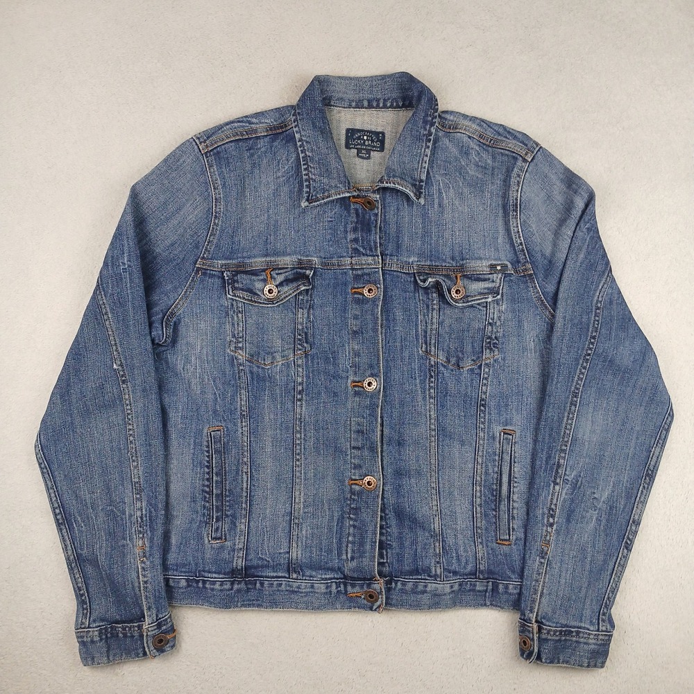Lucky Brand Denim Jacket Women XL 7W12940 Classic Trucker Blue Medium Wash